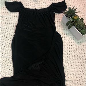 Black Maxi Off the Shoulder Slit Dress with tag